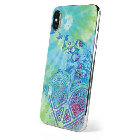 Liquid Blue Tie Dye Peace Heart iPhone XS Skin