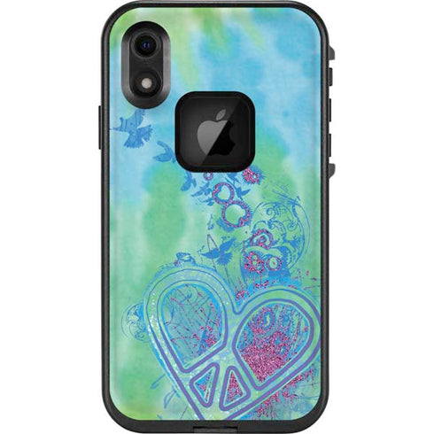 Liquid Blue Tie Dye Peace Heart LifeProof Fre iPhone Skin