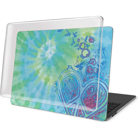 Liquid Blue Tie Dye Peace Heart MacBook Pro 16in (2019-20) Case plus Skin