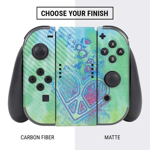 Liquid Blue Tie Dye Peace Heart Nintendo Switch Bundle Skin