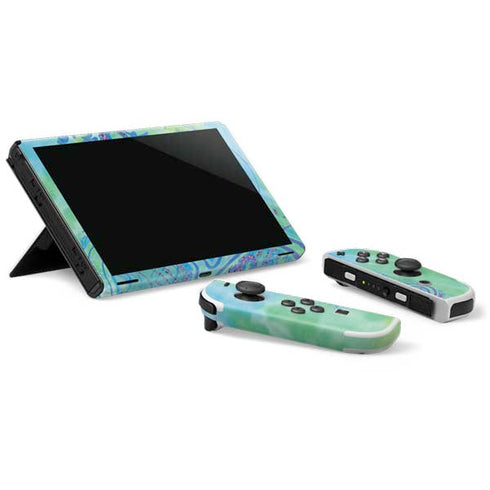 Liquid Blue Tie Dye Peace Heart Nintendo Switch OLED (2021) Skin