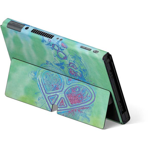 Liquid Blue Tie Dye Peace Heart Nintendo Switch OLED (2021) Skin