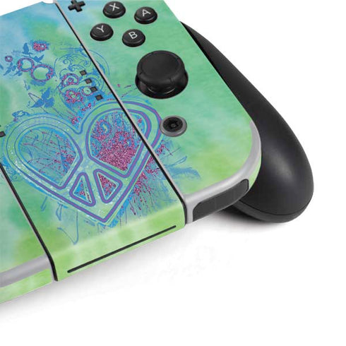 Liquid Blue Tie Dye Peace Heart Nintendo Switch OLED (2021) Skin