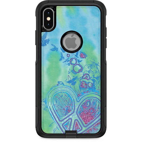 Liquid Blue Tie Dye Peace Heart Otterbox Commuter iPhone Skin