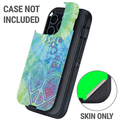 Liquid Blue Tie Dye Peace Heart Otterbox Defender iPhone Skin