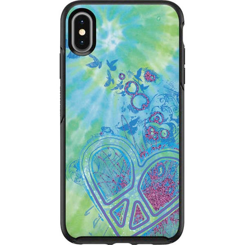 Liquid Blue Tie Dye Peace Heart Otterbox Symmetry iPhone Skin