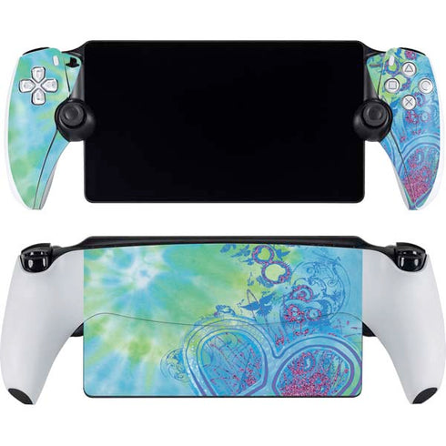 Liquid Blue Tie Dye Peace Heart PlayStation Portal Remote Player Skin
