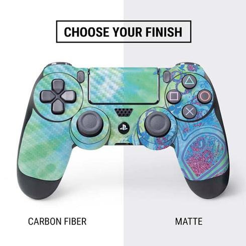 Liquid Blue Tie Dye Peace Heart PS4 Controller Skin