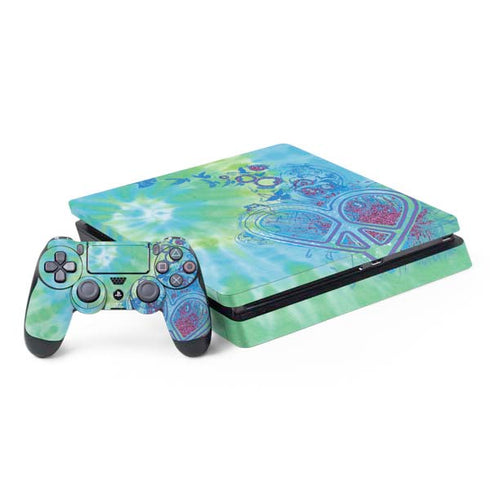 Liquid Blue Tie Dye Peace Heart PS4 Slim Bundle Skin