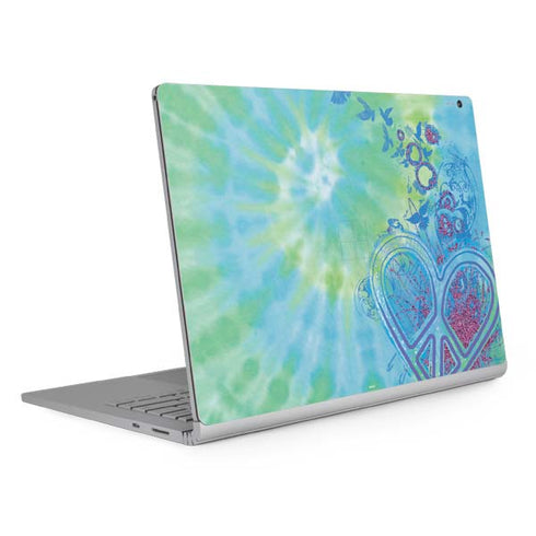 Liquid Blue Tie Dye Peace Heart Surface Book 2 15in Skin