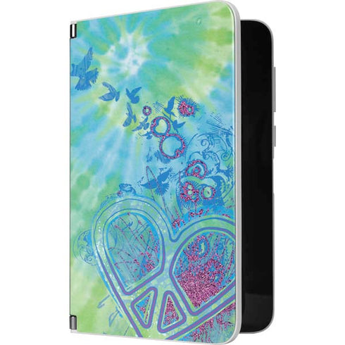 Liquid Blue Tie Dye Peace Heart Surface Duo Skin
