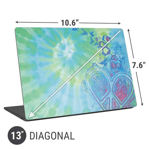 Liquid Blue Tie Dye Peace Heart Universal Laptop 13in (10.6 x 7.6in) Skin