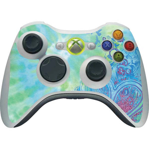 Liquid Blue Tie Dye Peace Heart Xbox 360 Wireless Controller Skin