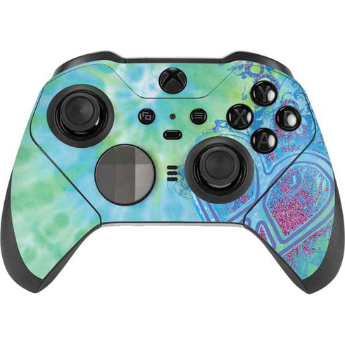 Liquid Blue Tie Dye Peace Heart Xbox Elite Wireless Controller Series 2 Skin