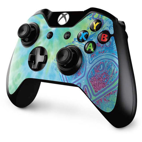 Liquid Blue Tie Dye Peace Heart Xbox One Controller Skin