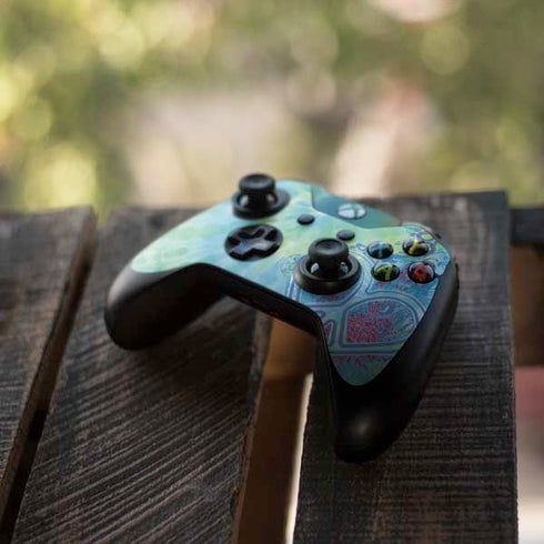 Liquid Blue Tie Dye Peace Heart Xbox One Controller Skin