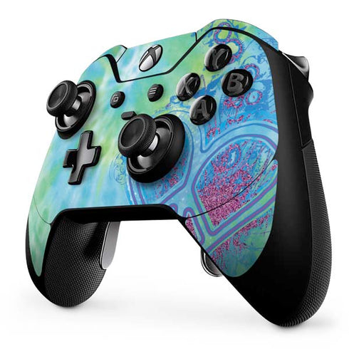 Liquid Blue Tie Dye Peace Heart Xbox One Elite Controller Skin