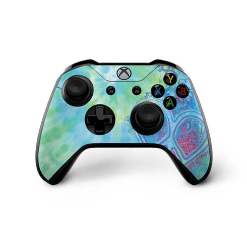 Liquid Blue Tie Dye Peace Heart Xbox One X Controller Skin