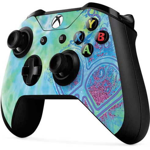 Liquid Blue Tie Dye Peace Heart Xbox One X Controller Skin