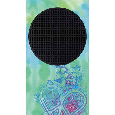 Liquid Blue Tie Dye Peace Heart Xbox Series S Console Skin