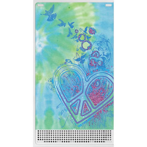 Liquid Blue Tie Dye Peace Heart Xbox Series S Console Skin