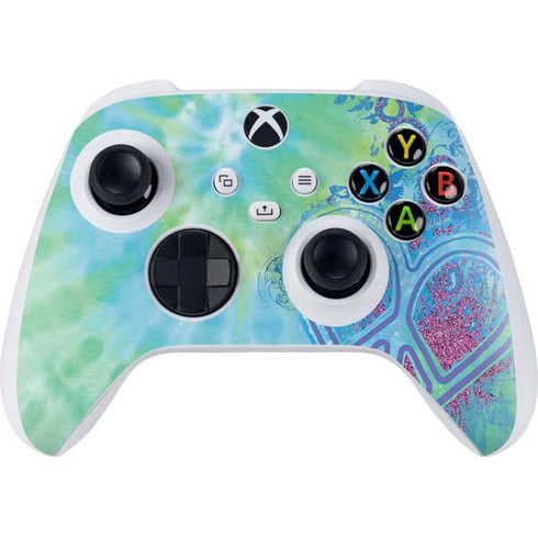 Liquid Blue Tie Dye Peace Heart Xbox Series S Controller Skin