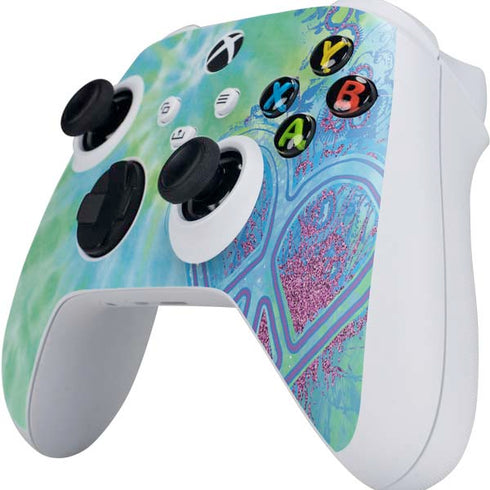 Liquid Blue Tie Dye Peace Heart Xbox Series S Controller Skin