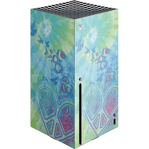 Liquid Blue Tie Dye Peace Heart Xbox Series X Console Skin