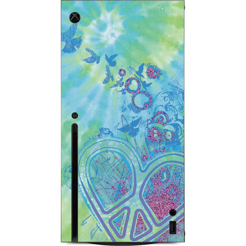 Liquid Blue Tie Dye Peace Heart Xbox Series X Console Skin