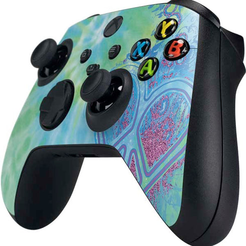 Liquid Blue Tie Dye Peace Heart Xbox Series X Controller Skin