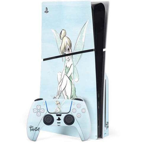 Disney Tinker Bell Sketch Art PS5 Slim Disk Bundle Skin