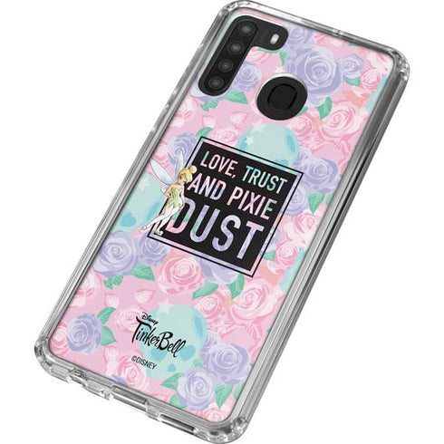 Disney Tinker Bell Love Trust and Pixie Dust Galaxy A21 Clear Case