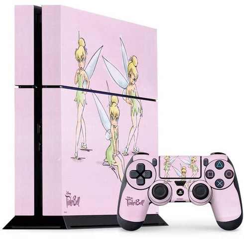 Disney Tinker Bell Water Color Art Poses PS4 Console and Controller Bundle Skin