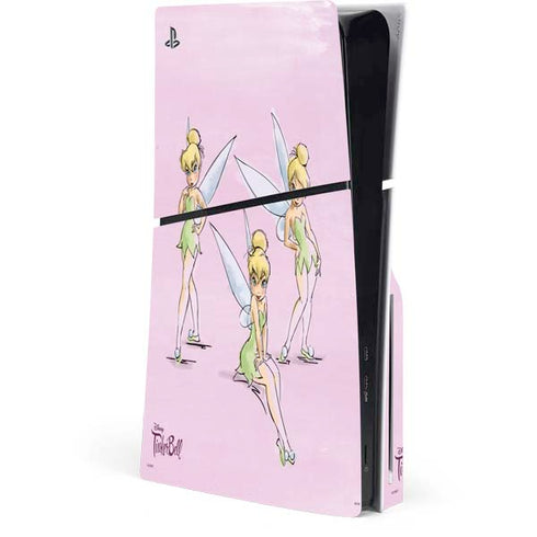 Disney Tinker Bell Water Color Art Poses PS5 Slim Disk Console Skin