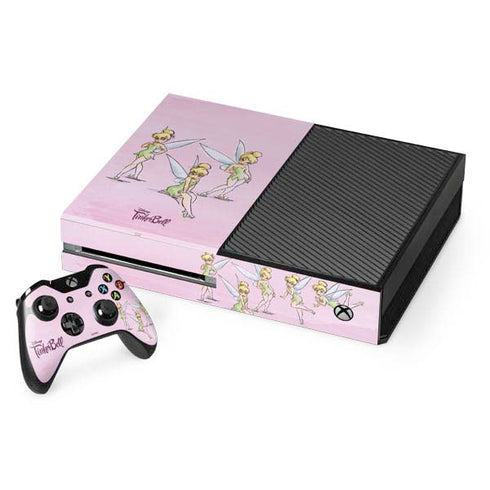 Disney Tinker Bell Water Color Art Poses Xbox One Console and Controller Bundle Skin