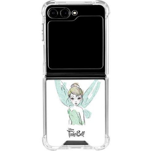 Disney Tinker Bell Watercolor Fairy Art Galaxy Z Flip5 5G Clear Case