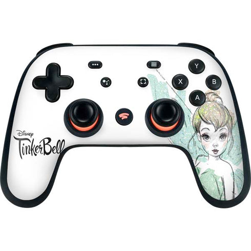 Disney Tinker Bell Watercolor Fairy Art Google Stadia Controller Skin
