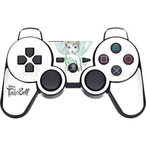 Disney Tinker Bell Watercolor Fairy Art PS3 Dual Shock wireless controller Skin
