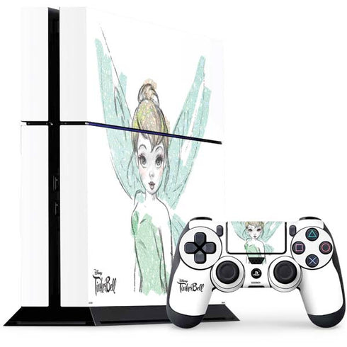 Disney Tinker Bell Watercolor Fairy Art PS4 Console and Controller Bundle Skin