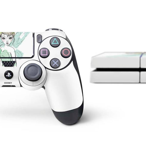 Disney Tinker Bell Watercolor Fairy Art PS4 Console and Controller Bundle Skin