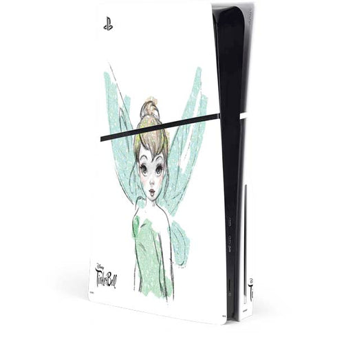 Disney Tinker Bell Watercolor Fairy Art PS5 Slim Disk Console Skin
