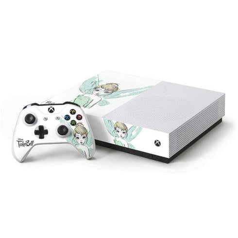 Disney Tinker Bell Watercolor Fairy Art Xbox One S All-Digital Edition Bundle Skin