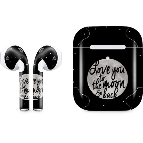 To The Moon And Back BW Apple AirPods 2 Skin