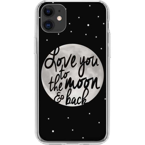 To The Moon And Back BW iPhone 11 Clear Case