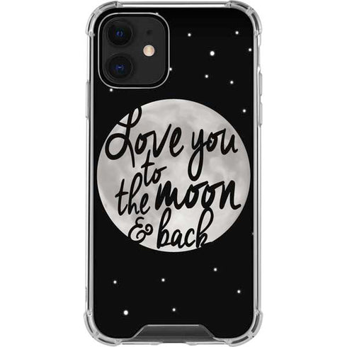 To The Moon And Back BW iPhone 12 Clear Case
