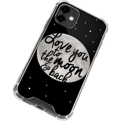 To The Moon And Back BW iPhone 12 Clear Case