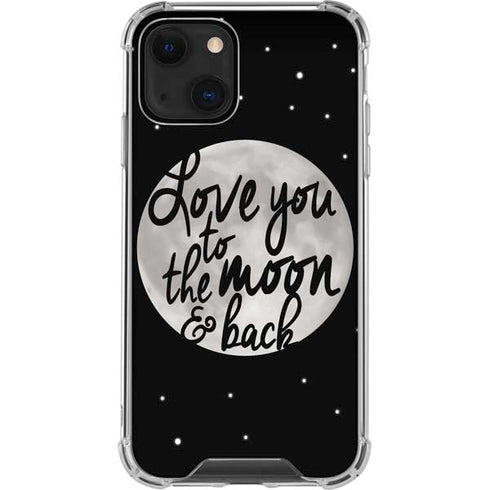 To The Moon And Back BW iPhone 13 Clear Case