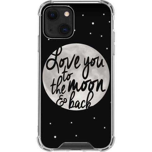 To The Moon And Back BW iPhone 13 Mini Clear Case