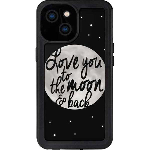 To The Moon And Back BW iPhone 13 Mini Waterproof Case