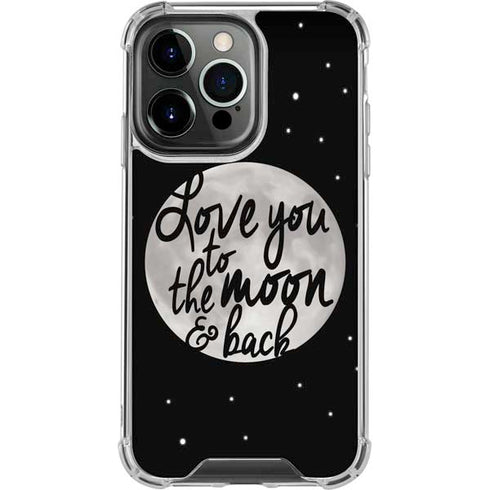 To The Moon And Back BW iPhone 14 Pro Clear Case